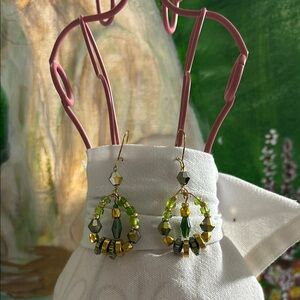 Green Beaded Earrings